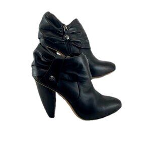 Modern Vintage Black Leather 80's-Style Fold Over Heels